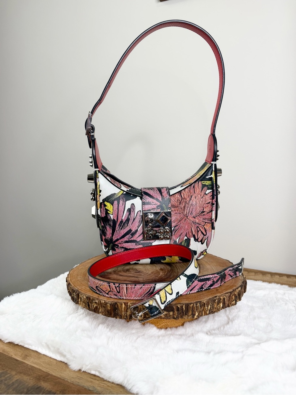 Christian Louboutin Carasky Mini Floral Hanabi Leather Shoulder/Crossbody Bag - Picture 2 of 13